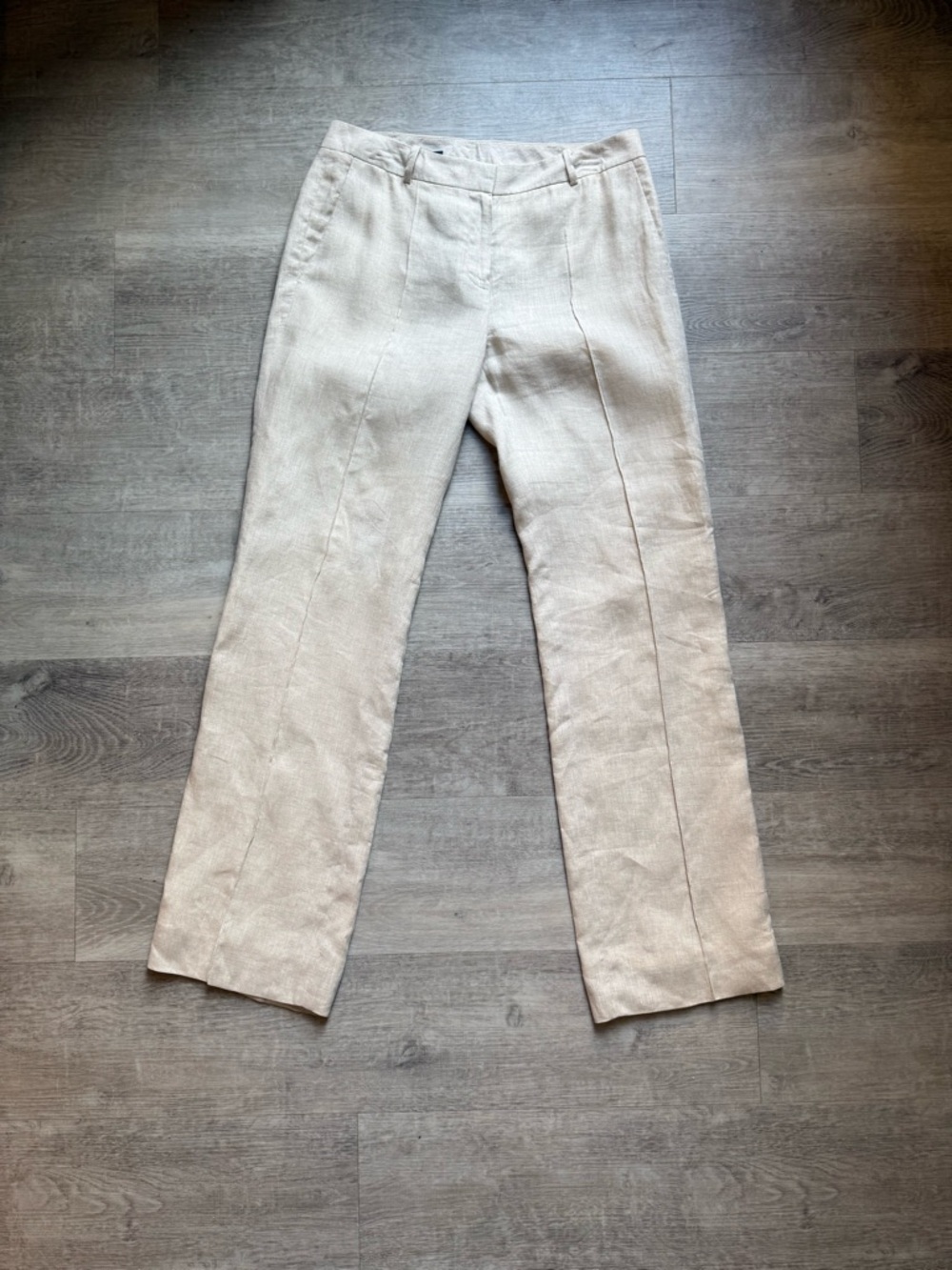 Brooks Brothers Catherine Fit 100% Linen Beige Pants Size 8 Classic Preppy